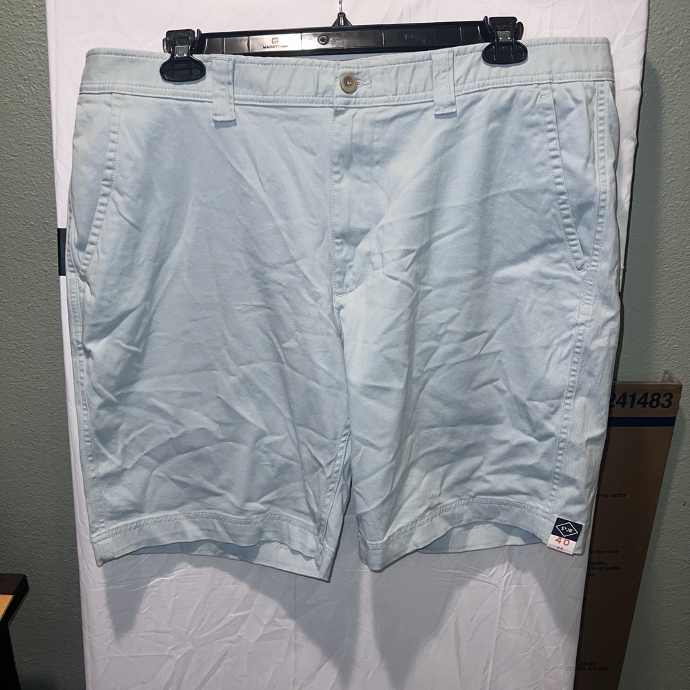 St Johns Bay Crystal Blue Chino Shorts Comfort Stretch Button Pockets Men 40 New